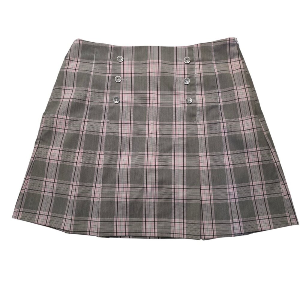 IZOD Golf Classics Skort Mini Skirt Pink & Gray Plaid Pleated‎ Shorts Lined Sz 4